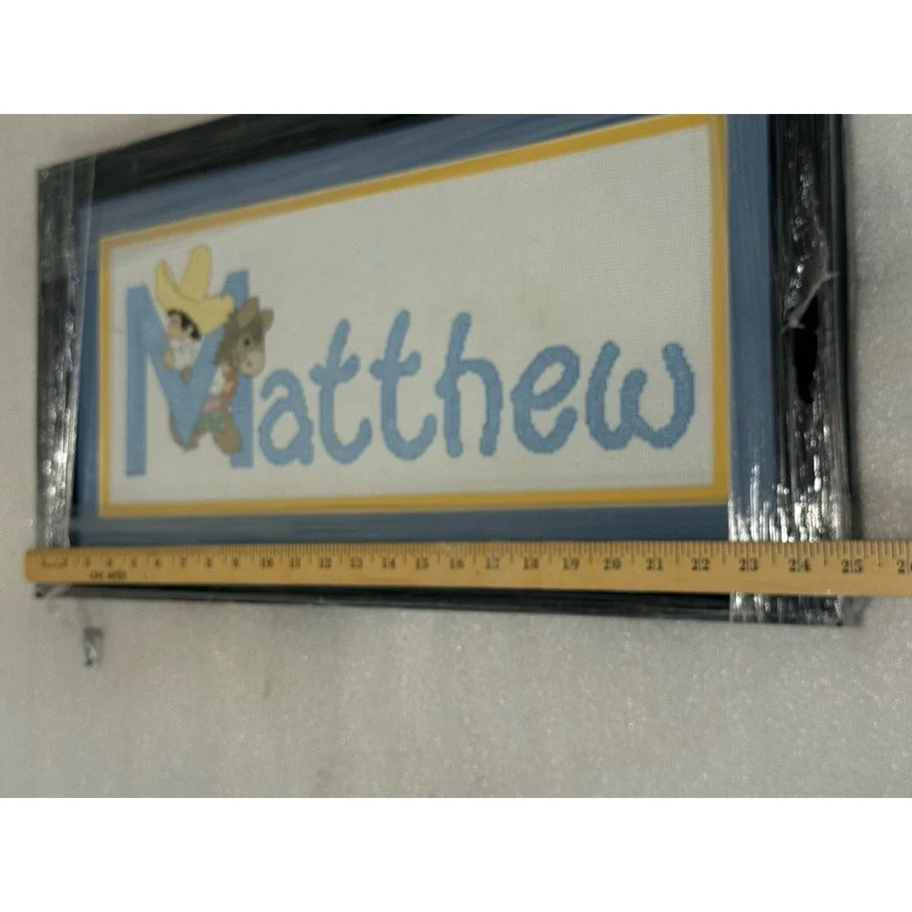Needlepoint Matthew Wall Art Framed‎ Plaque Hanging Handmade Cross-stitch